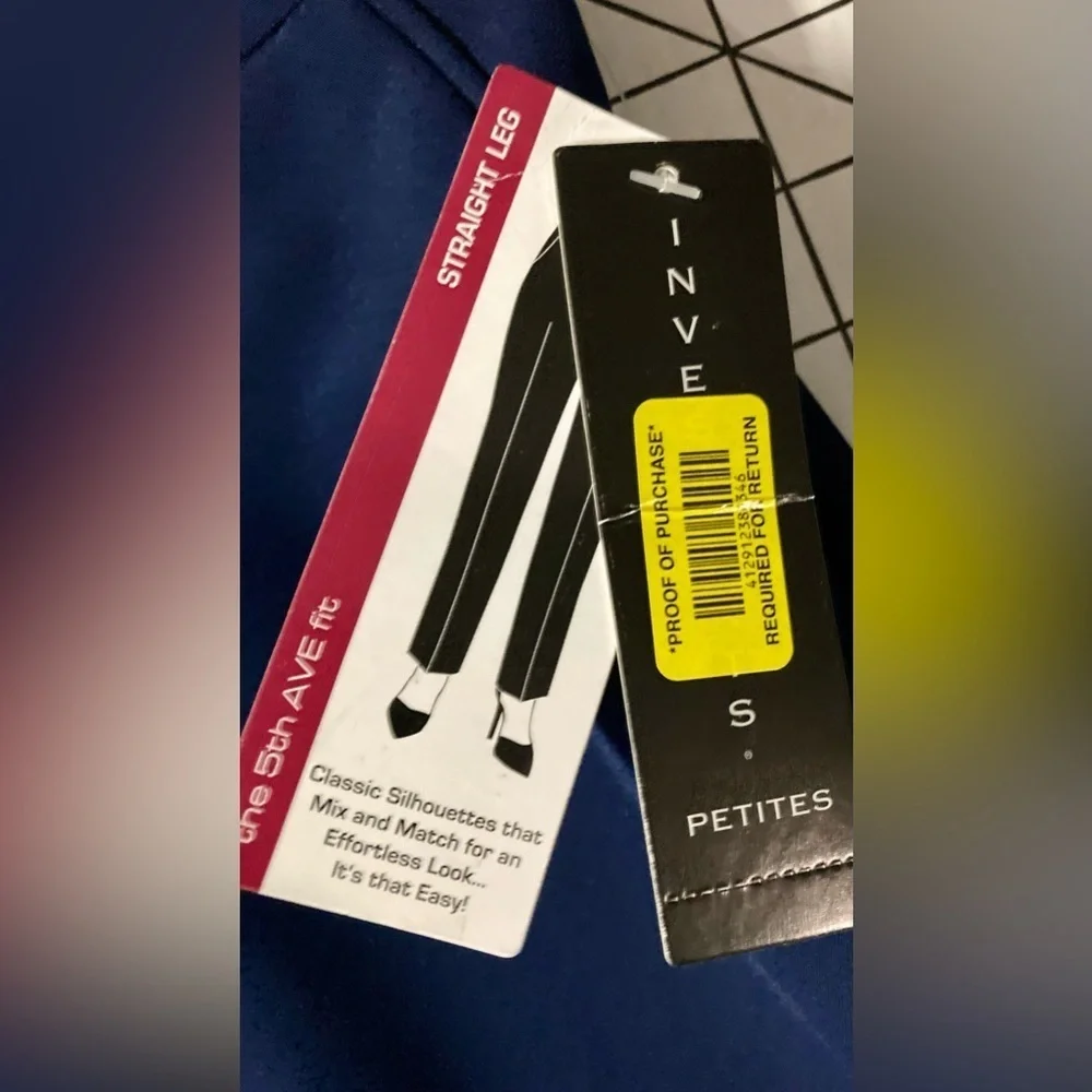 NWT Investments Petite Women’s Size 6P S Navy‎ Straight Leg 5th Ave Fit Pants